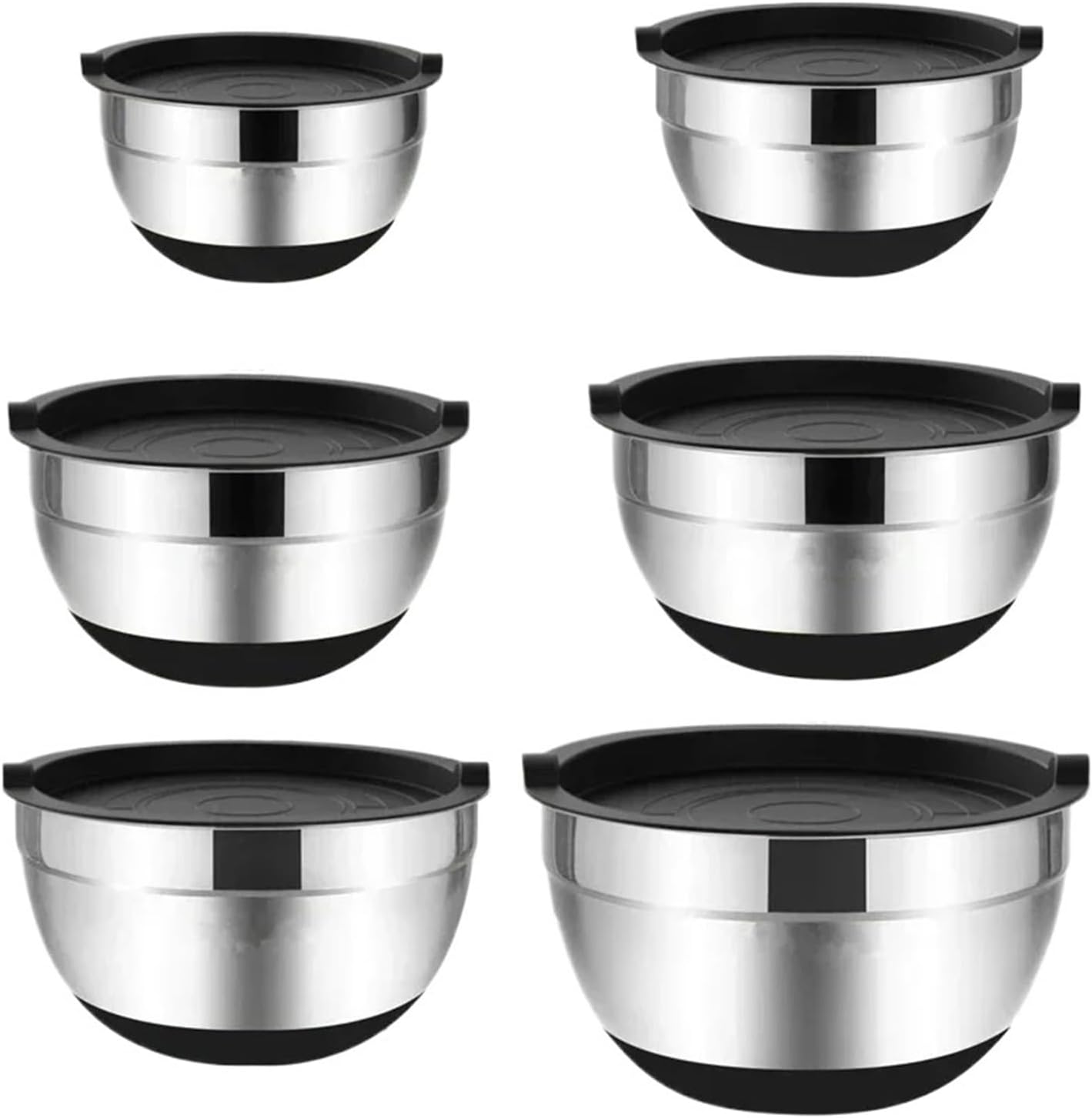 Bowl Set Mixing Bowls with Lids and Non Slip Bases Stainless Steel Mixing Bowls Baking Nesting Storage Bowls(Set 1)