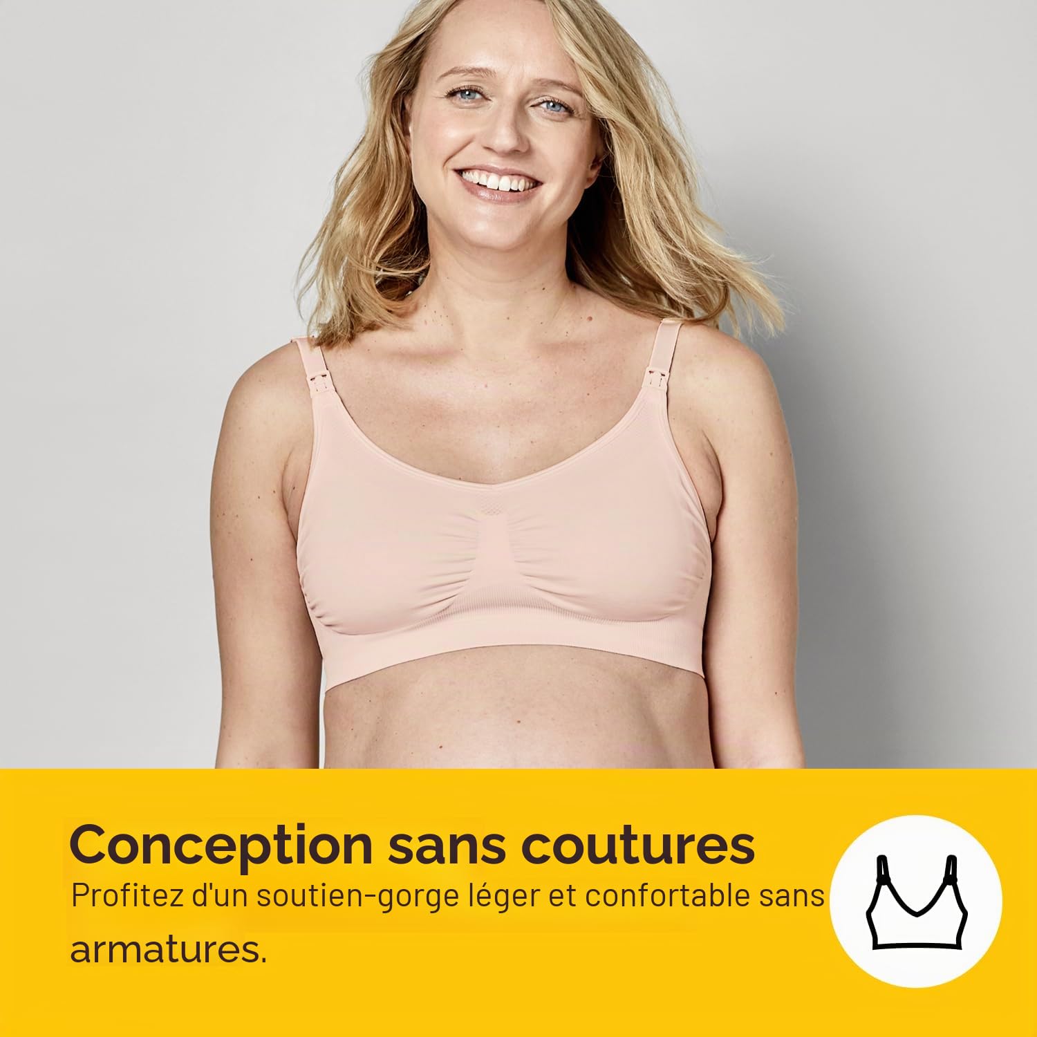 Medela soutien-gorge de maternité et d'allaitement sans coutures Keep Cool avec 2 zones de respiration, tissu doux au toucher pour un maintien confortable