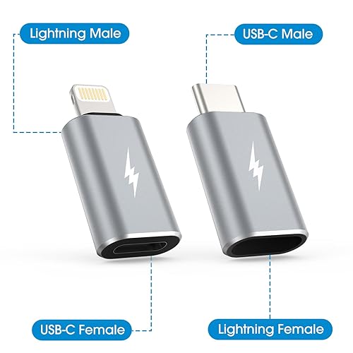 Miniatura 2 de TechMatte Adaptador Lightning a USB C y USB C a Lightning, carga compatible con iPhone 15PlusProPro Max141312iPadAirPodsMacBookSamsungGoogle, no