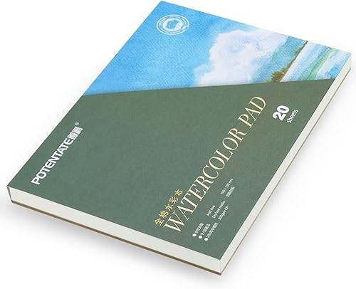 Miniatura 8 de Lightwish - Bloque de papel de acuarela, cuaderno de bocetos de acuarela de prensa en frío, 100% algodónsin ácidos, 20 hojas, 7.48 x 5.31 pulgadas,