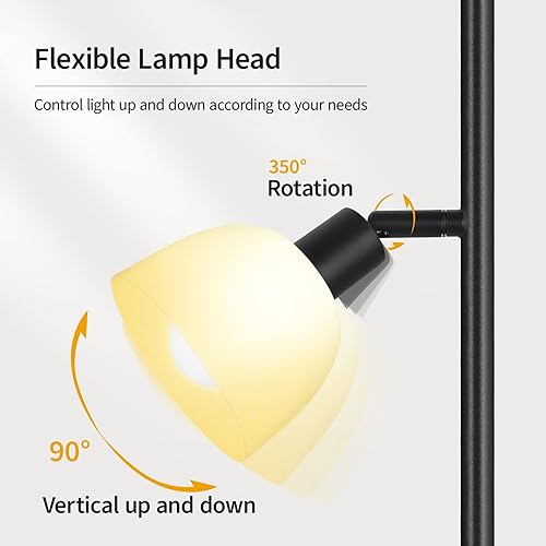 Miniatura 2 de BoostArea Lámpara de pie, lámpara de pie, lámpara de pie Torchiere con 3 luces giratorias ajustables, interruptor de 3 vías, 3 bombillas LED E12 de