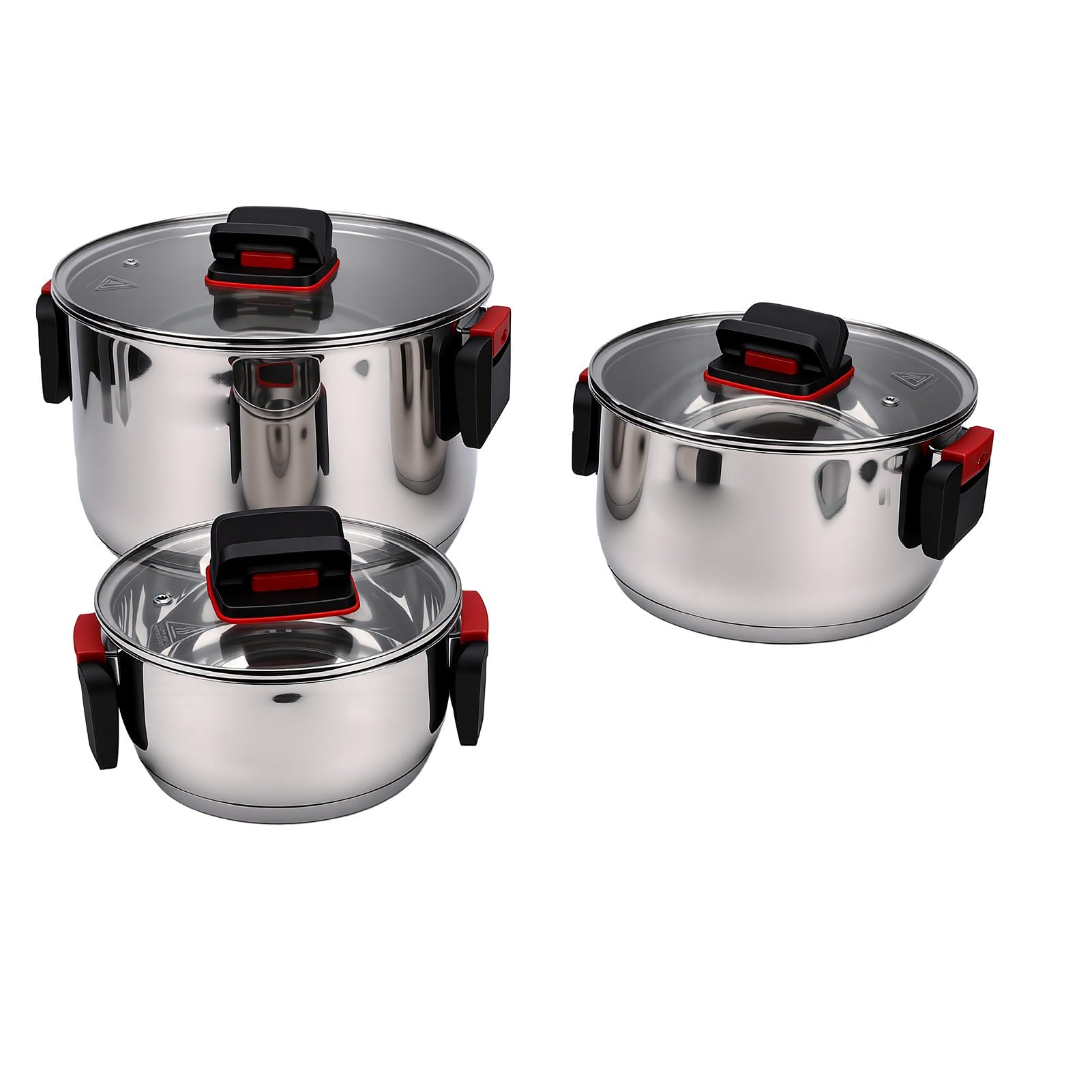 Generic Juego de Ollas Duraderas de Acero Inoxidable, Ollas Antiadherentes para Cocineros Caseros, 3 uds., 1,8l, 2,7l, 5,8l, Seguras para Horno de Inducción