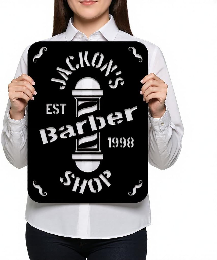 Personalized Barber Neon Lights, Neon Sign Lights for Business Barber shop sign customizable, Custom Berbershop name sign (Barbershop-Rectangular)