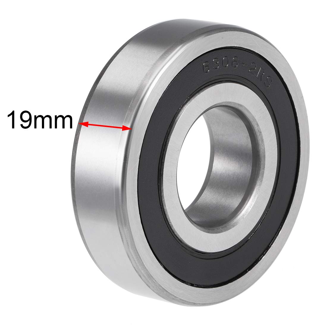 uxcell 6306-2RS Deep Groove Ball Bearings 30mm x 72mm x 19mm Double Sealed Chrome Steel P6(ABEC3) 2pcs