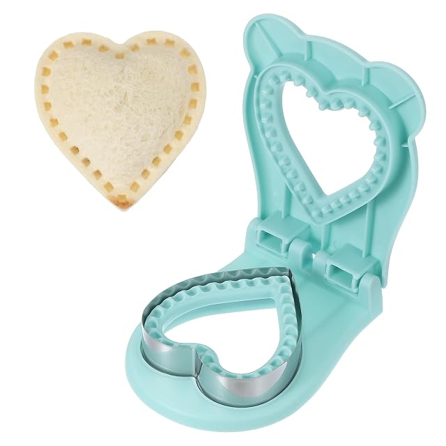 QUARKZMAN Cutter do kanapek z kruszonką, w kształcie serca Uncrustable Sandwich Maker Sealer Press Bread Cookie Cutter And Sealer do samodzielnego śniadania, lunchu, popołudniowej herbaty (niebieska)