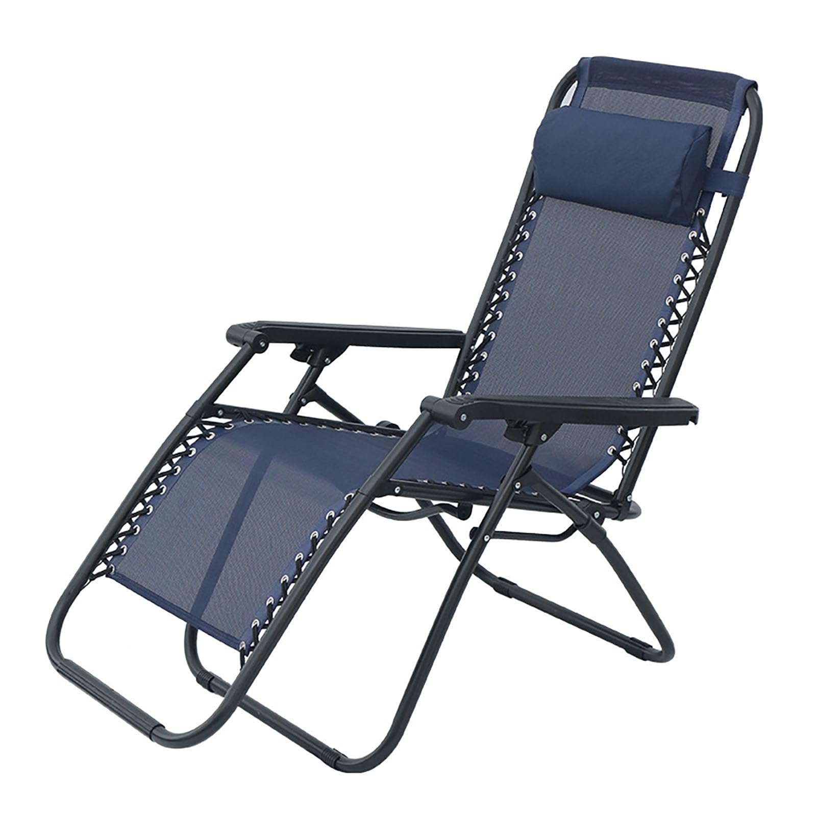 Strandliege Klappbar, Gartenliege Tragbar, Liegestuhl Strand, Liegestuhl Ergonomisches, Outdoorstuhl mit Getränkehalter für Wohnzimmer, Balkon, Strand oder Pool,Navy Blue