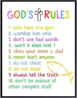 Religious Scripture Wall Art 11x14 - Bible Verse Kids Poster - Christian Nursery Decor - Kids Room Wall Print - Pastel Colors Poster - Faith, Religion Art - Child's Room Decor - God's Word - Unframed