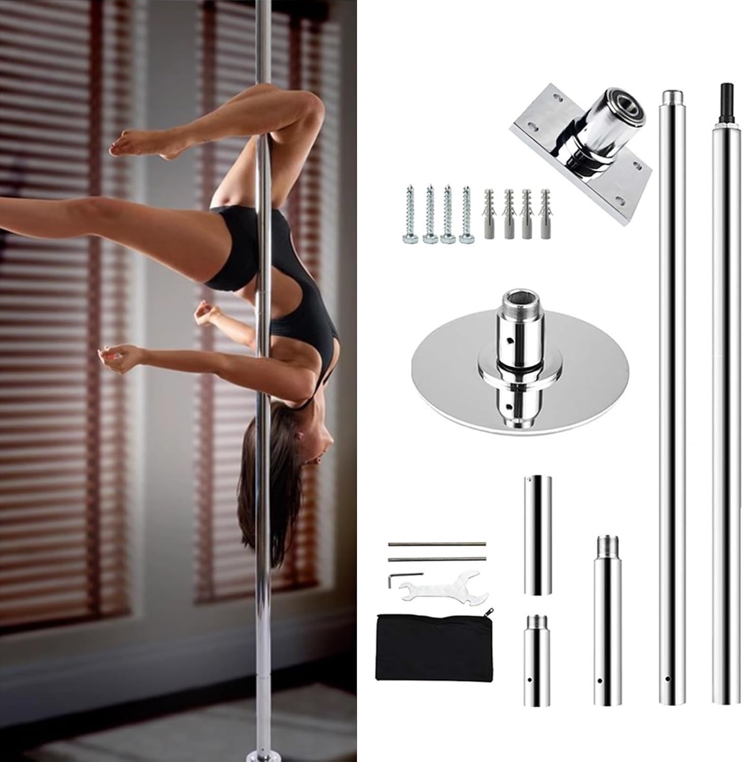 AYCDL Pole Dancing Pole for Home Spinning Dance Pole Professional Stripper Dance Pole, Adjustable Home Fitness Pole with Fixed Plate Enhanced Safety and Stability 45m,3.2M-3.6M/10.5ft-11.8ft