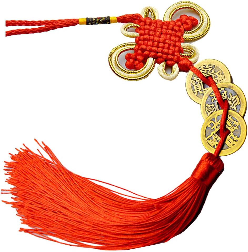 Chinese Knot Feng Shui Lucky Wealth 3/6/8/9/10 Coins For Home Car Hanging Tassel