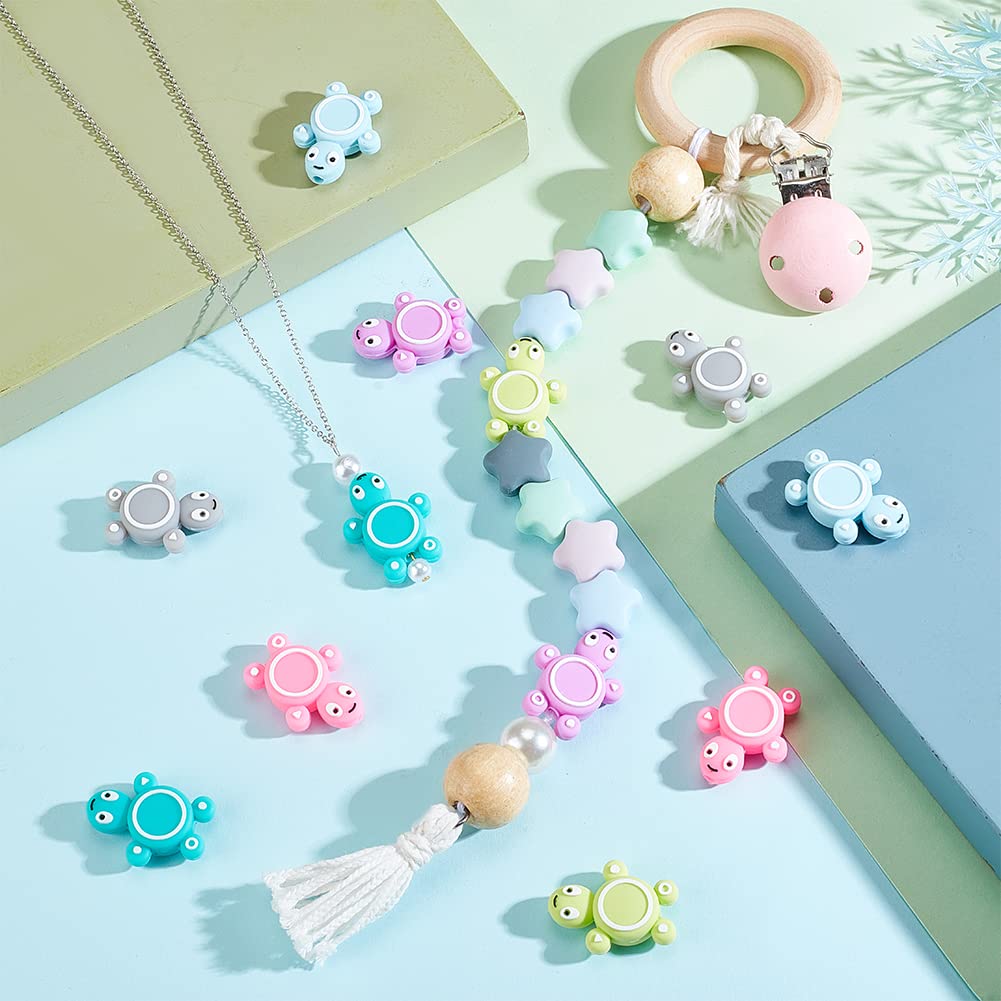 Amazon.co.jp: NBEADS 12 個カメ シリコン ビーズ, 6 色亀ビーズ 