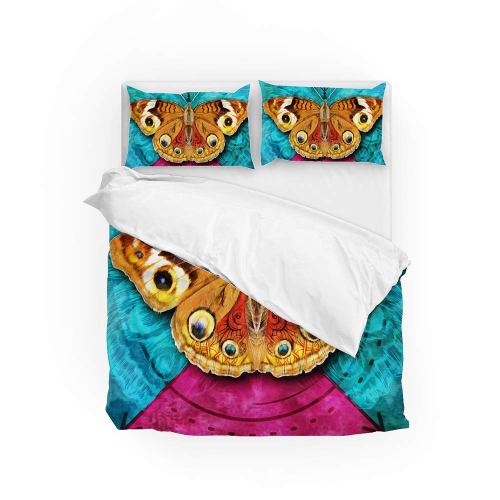 Parure de lit motif papillon réaliste pour créer une ambiance d'hôtel cosy dans votre chambre à coucher