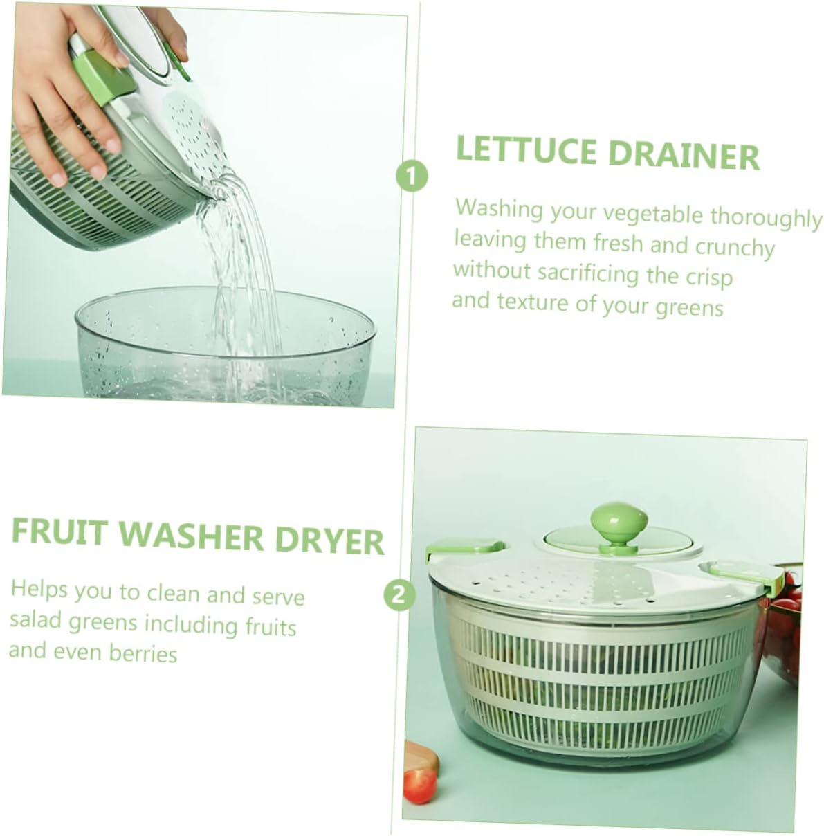 Manual Lettuce Washer Dryer ABS Rotary Handle 4l for Vegetables