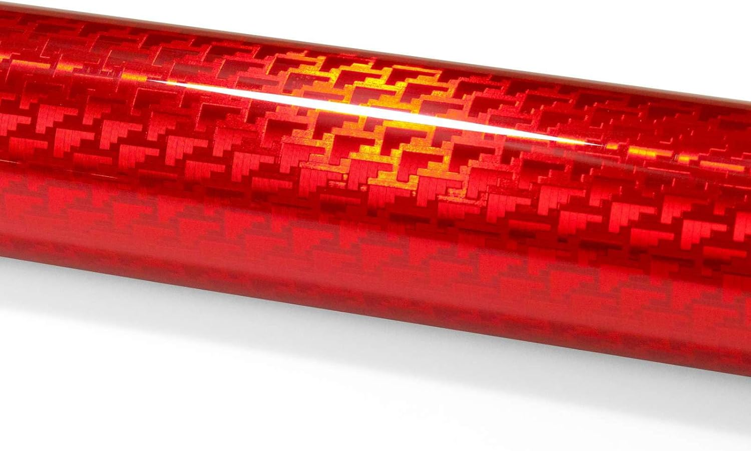 20"x60" (1.6FTx5FT) PET Stealth Carbon Fiber Gloss Red Vinyl Wrap Auto Car Sticker Decal Film Sheet Bubble Free Air Release Technology with Tool Kit