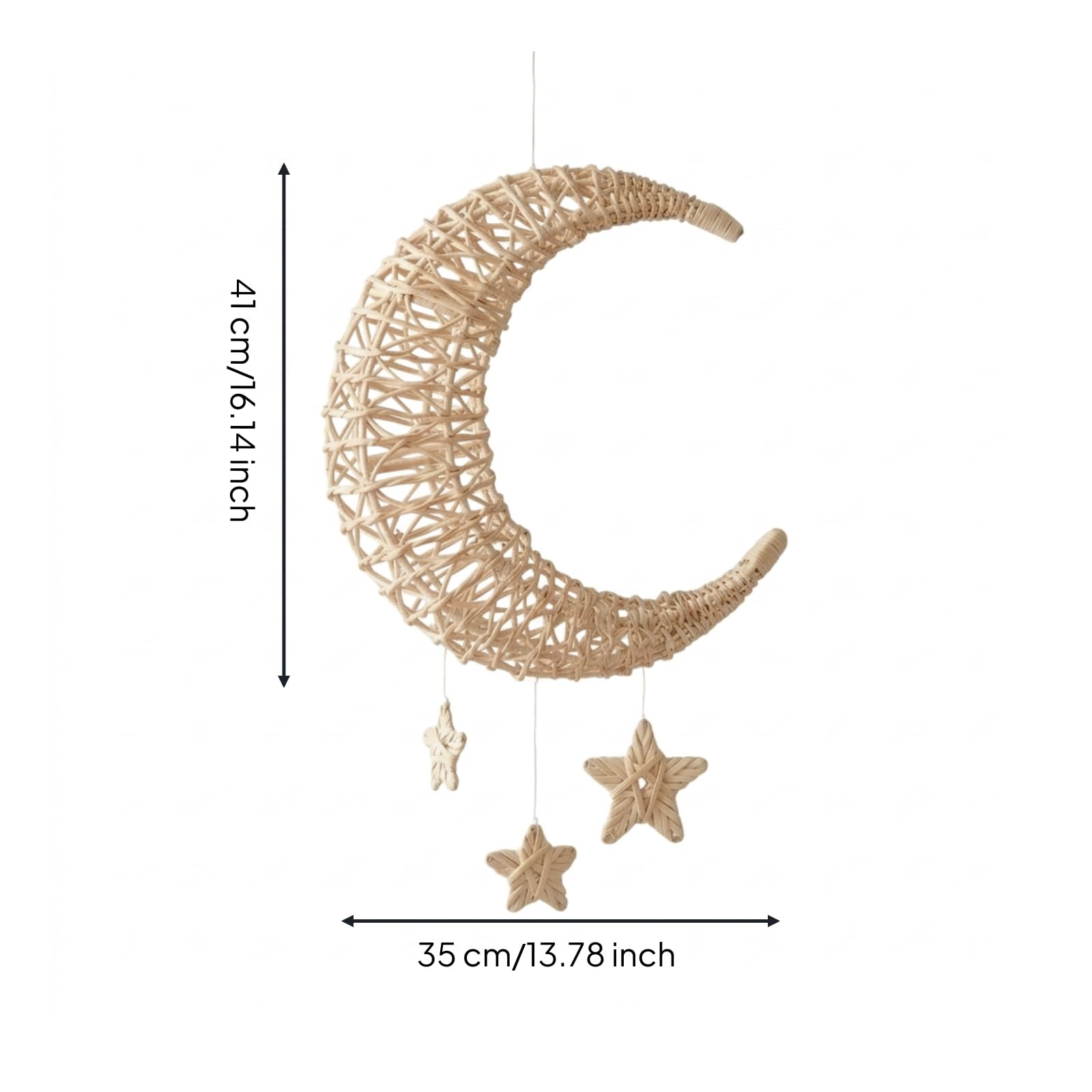 Gralara Mezza di Rattan con Stelle Beige Giostrina da Culla in Rattan Decorativa Decorazione a Mezza per Bambini