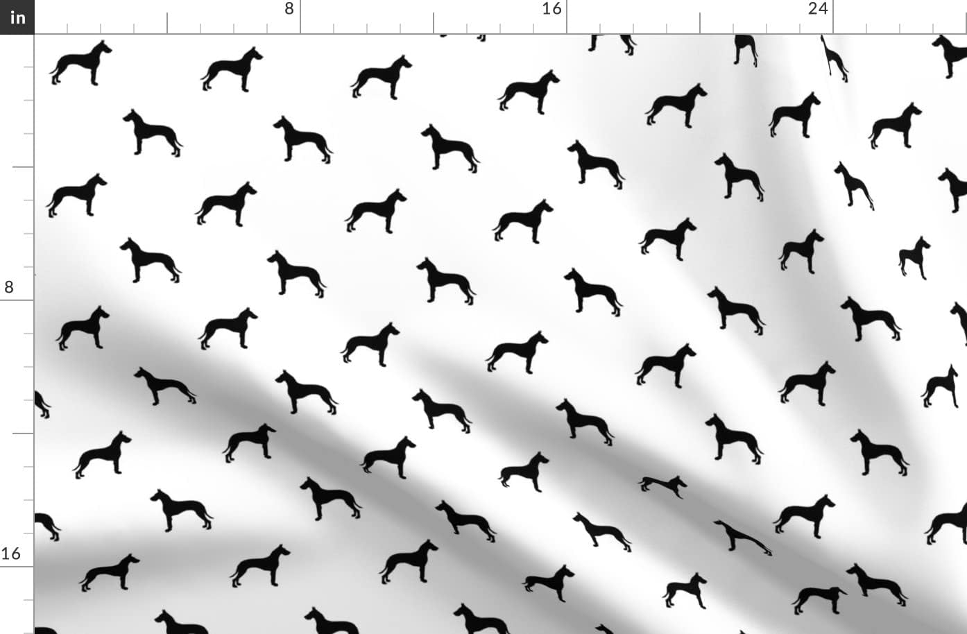 Spoonflower Fabric - Great Dane Silhouette Dog White Breed Pet Friendly Pets Printed on Organic Cotton Sateen Fabric by The Yard - Sewing Quilting Apparel Home Decor