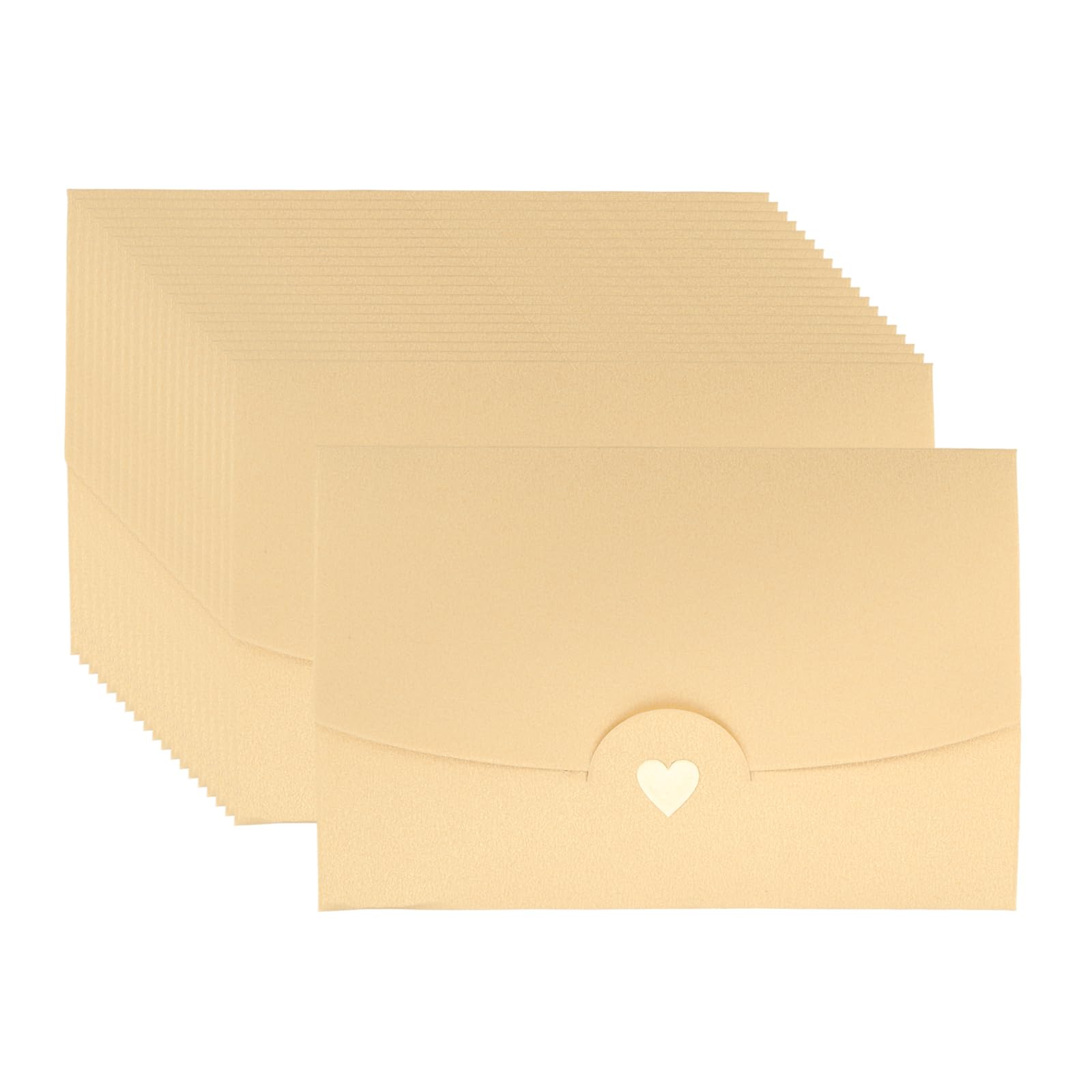 PATIKIL 4 x 3 Inch Mini Card Envelopes, 20Pcs Cute Envelopes Holder with Heart Patterns for Birthday Weddings Favors Business Greeting Cards, Light Gold — image 1