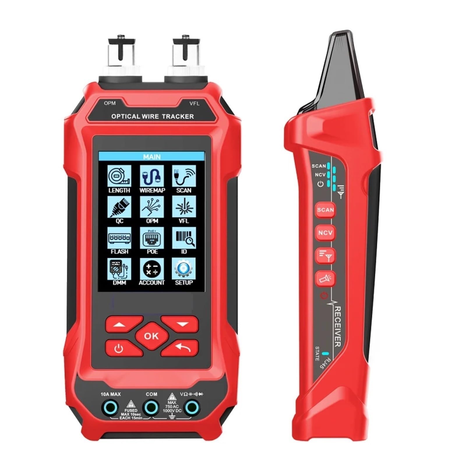 Probador de cable red, medidor potencia óptica, multímetro, buscador línea LAN 4 en 1, comprobador for cableado estructurado Ligero Y PortáTil