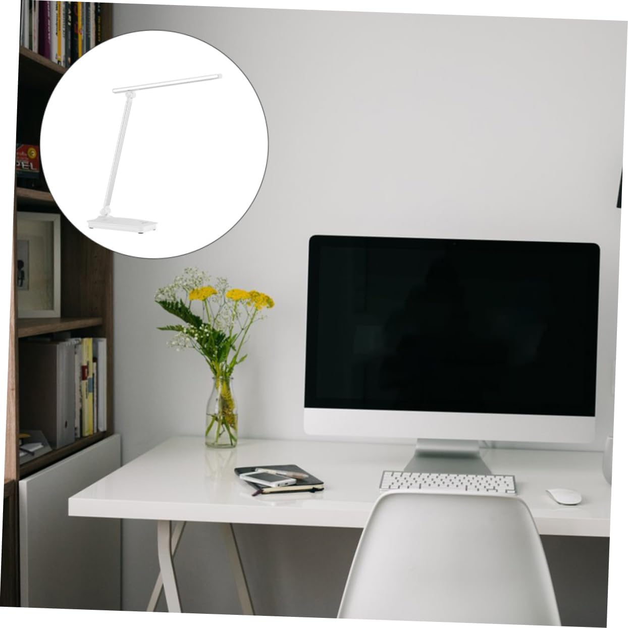 USB Rechargeable Dimmable Desk Lamp Lighting Modes Eye-Caring Light for Home Office Silver Finish USB Charging Cable Included