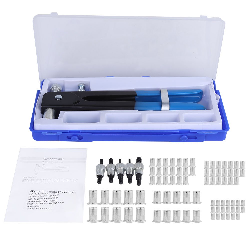 Set di pinze per rivetti, 335 mm, set di pinze filettate con 150 dadi filettati M5-M12, set di pinze per dadi a mano in valigetta