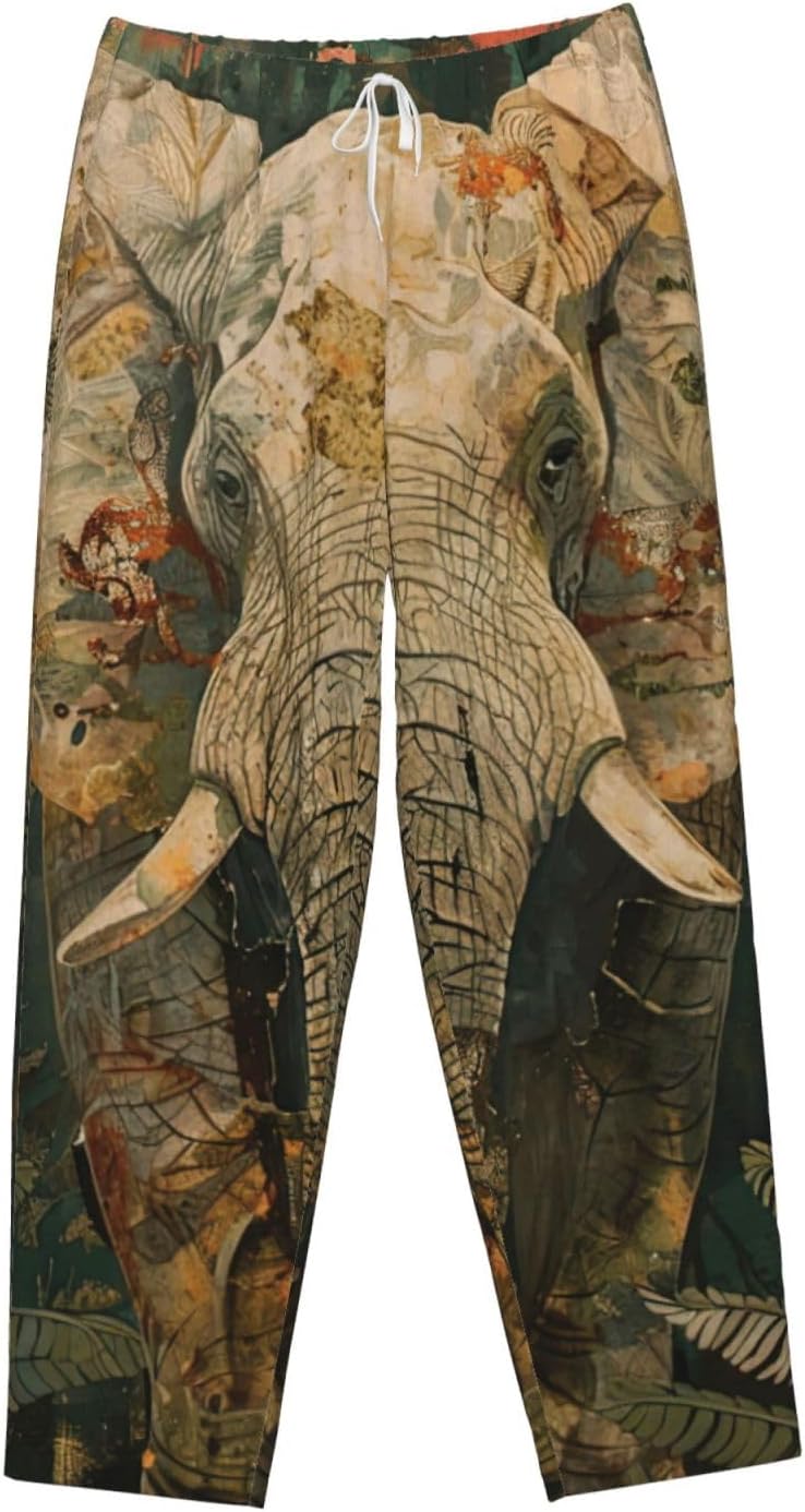 Elephant Print Fashion Cozy Womens Flannel Pajama Pants,Perfect For Christmas And Everyday Wear
