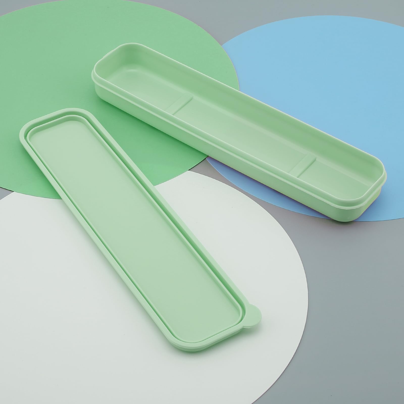 OriGlam1pcs 24cm / 9.5inch Portable Flatware Box Travel Tableware Storage Case, Travel Utensils Cutlery Case, Fork Spoon Chopsticks Utensils for Camping (Green)