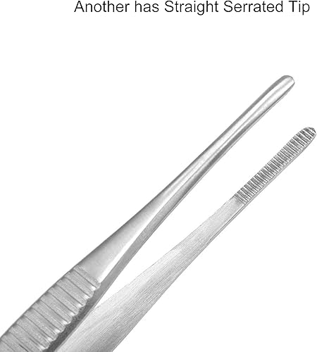 Miniatura 4 de Pinzas de acero inoxidable de 5-12 pulgadas con punta dentada recta y curvada, pinzas multiusos para reparación de manualidades, paquete de 2