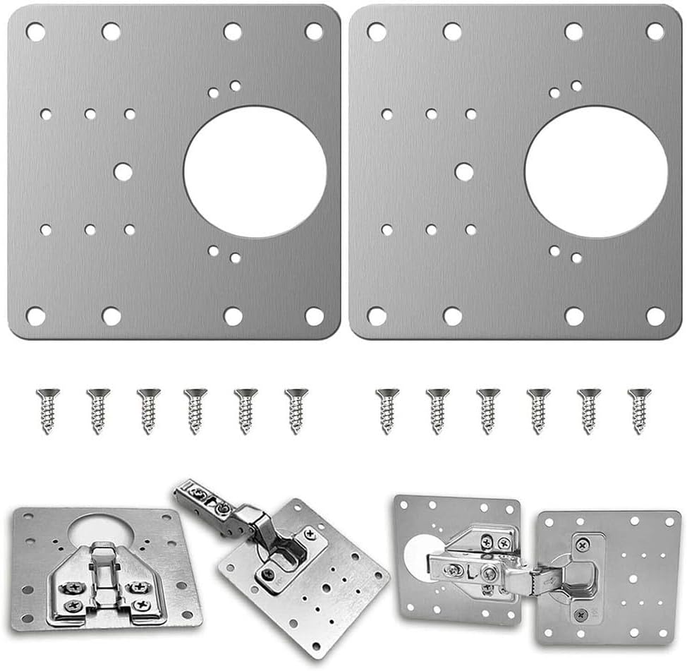 Comprehensive Hinge Repair Kit for Kitchen Cupboards Featuring 2410 Plates and Fixing Screws Made of Stainless Steel (4pc)