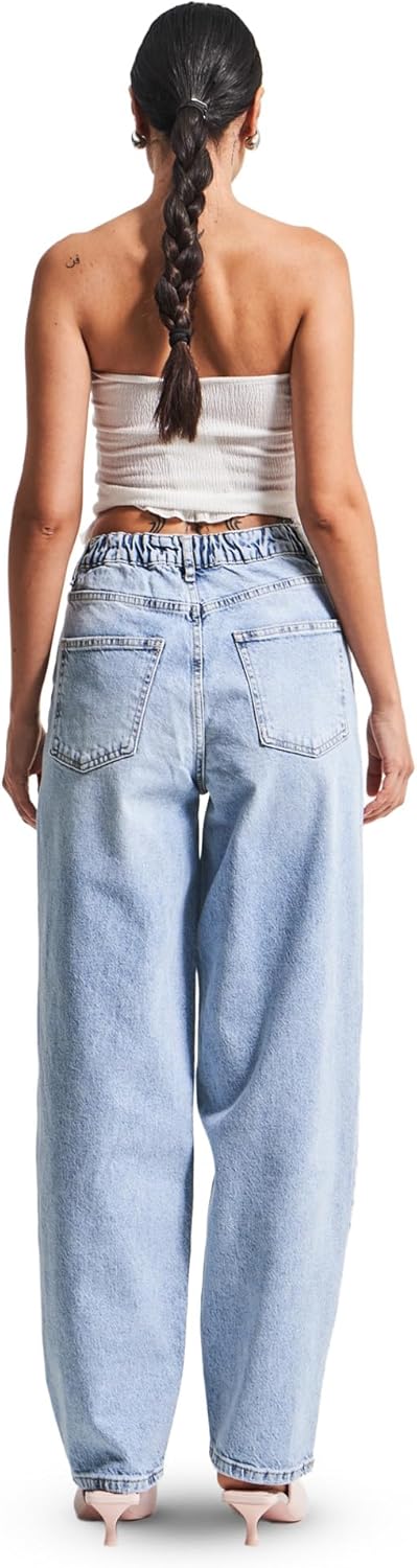 IT'S BASIC High Waisted Wide Leg Jeans for Women, Relaxed Fit Trendy Womens Jeans Stretchy Loose Denim Pants, Stonewashed