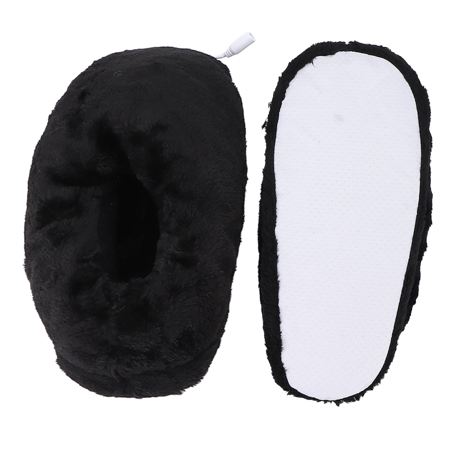 Chaussons Chauffants USB pour Hommes et Femmes, Pantoufles électriques Douces et Confortables pour réchauffer Les Pieds, lavables et idéales pour la Maison et l'extérieur, pour l'hiver - Noir