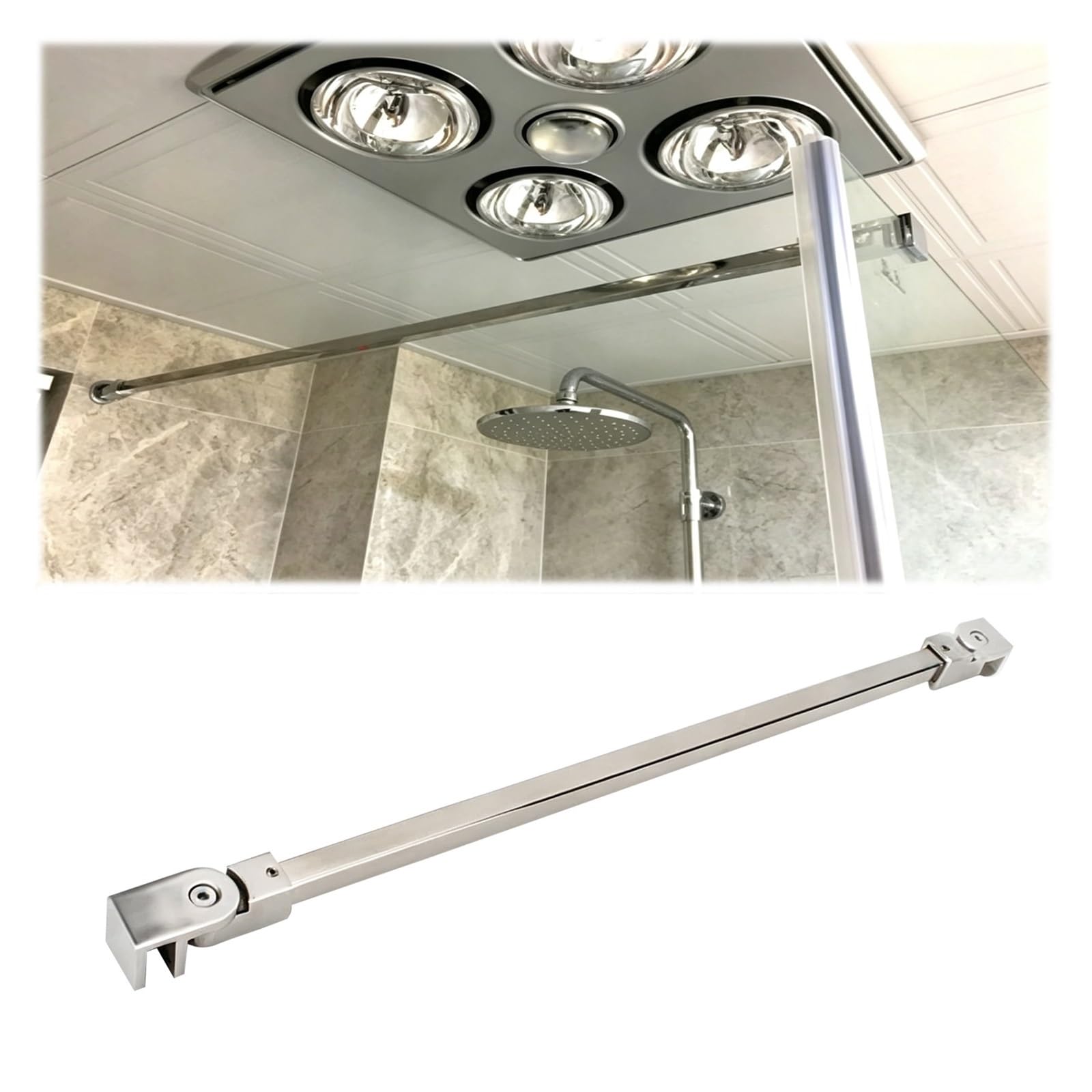 PYYDJQ Shower Door Support Bar Fix Frameless Door Panel, Home/Office Shower Glass Support Rod No Wobbling, Bath Glass Panel Stabilizer Brace to Wall(Silver,36in/91.4cm)