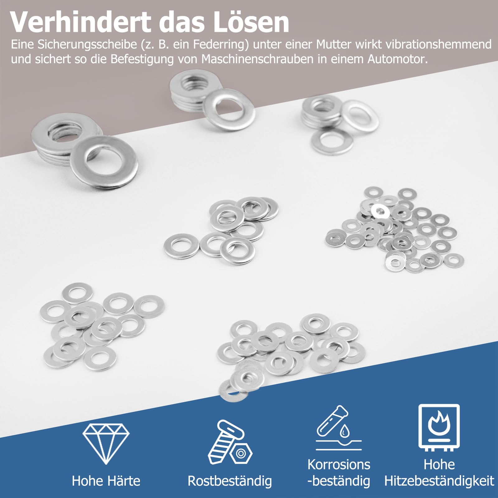 REGIS Edelstahl Unterlegscheiben Set A2‑304 V2A – 549tlg Flachscheiben & Karosseriescheiben, Größe M3‑M12… – Ansicht 4