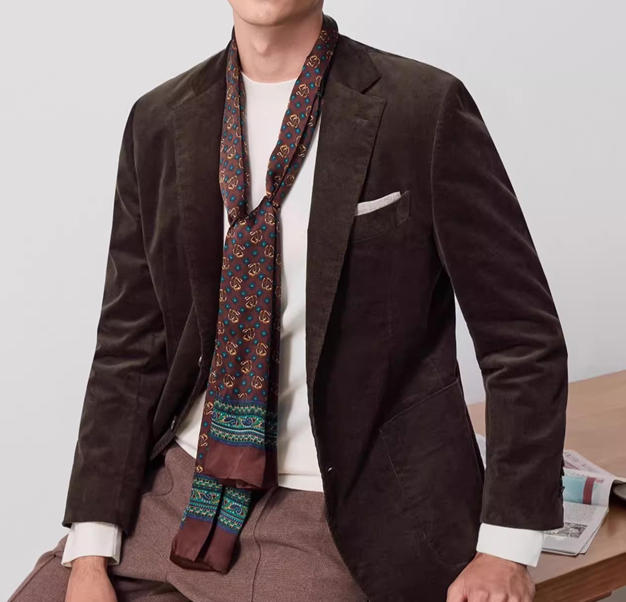 Men's Blazer Corduroy Sport Coat Slim Fit Casual Work Wear Work Vintage Winter Suit Jacket Tuxedo for Prom - Image 4