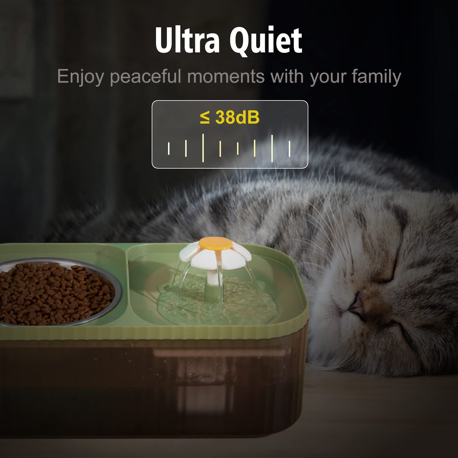Suertree Cat Fountain Water Bowl Stainless Steel, 101oz/3L Automatic Pet Water Fountain, Dog Water Dispenser Cat Feeding Watering Supplies with 2 Filters for Cats, Dogs, Pets Green - image 4