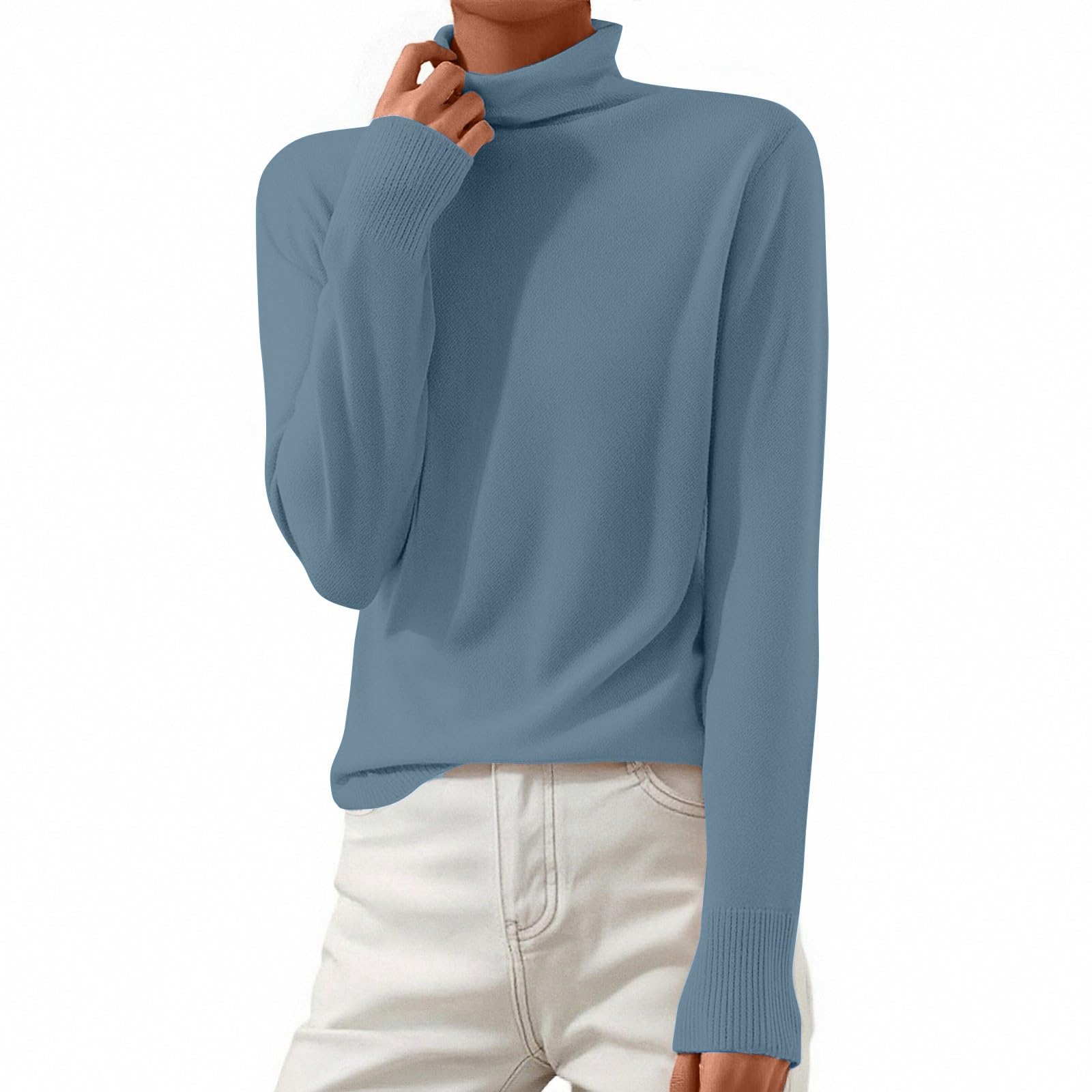 Turtleneck Sweater Women Trendy Fall Cozy Cashmere Sweaters Dressy Casual Tunic Mock Neck Tops Loose Fit Undershirt