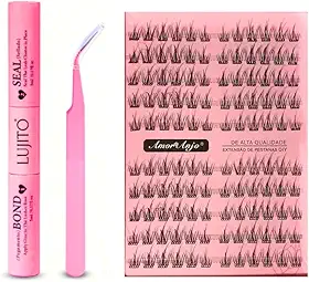 Kit Completo de Cílios Tufinhos Magnéticos Rosa Amor & Anjo com Cola, Pinça e Selador (06)