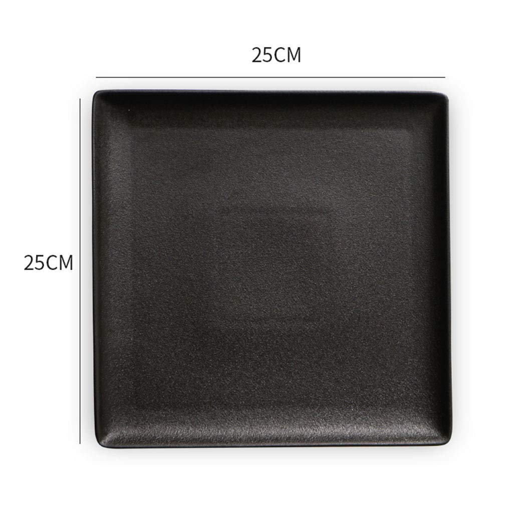 Piatto per la casa Piatto occidentale Piatto per bistecca Piatto per controfiletto Stoviglie Piatto piano per la casa Piatto quadrato nero europeo Piatto in ceramica Stoviglie Regalo Piatti da portat