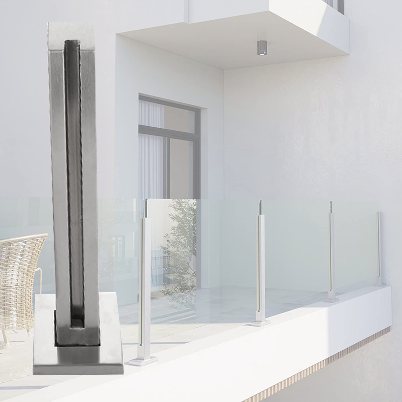 Poste de balaustrada de acero inoxidable de diseño arquitectónico para terrazas minimalistas