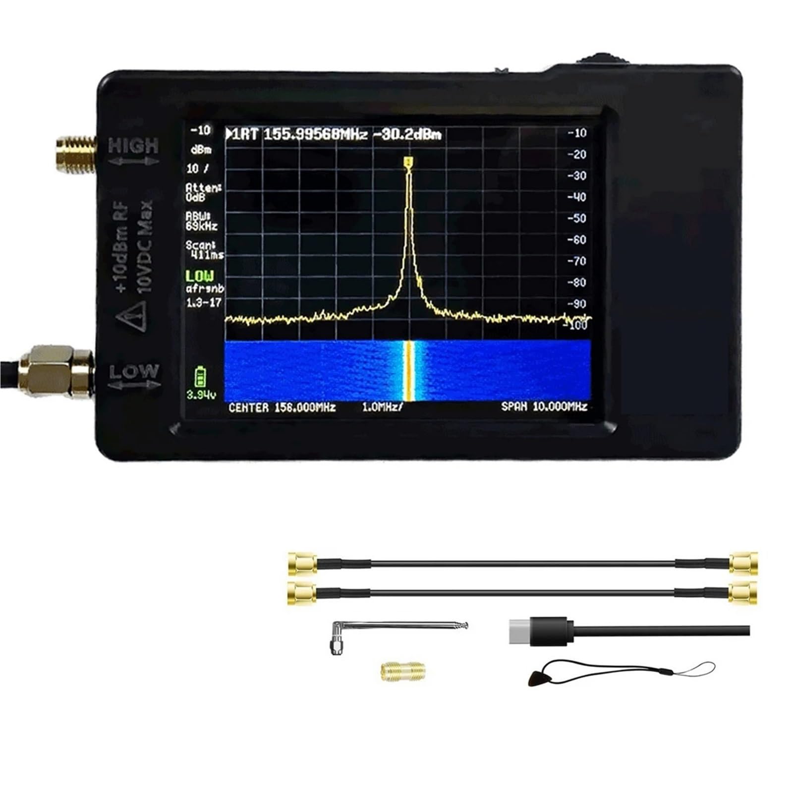 Network Analyzer, Handheld Tiny Spectrum Analyzer 2.8" Display with Battery