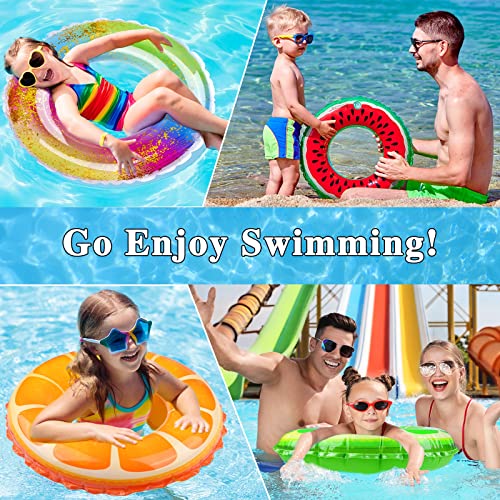 Liengoron 4Pcs Inflatable Pool Floats 20Inches Fruit Swimming Rings For Little Girls Boys Glitter Swim Rings Inflatable Tubes Floats With Colorful Beach Ball For Summer Beach Party Suppliers #TOP5