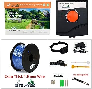 My Pet Command Wireless Electric Dog Fence System Safe Pet Containment with 1 Adjustable Waterproof Rechargeable Dog Shock...