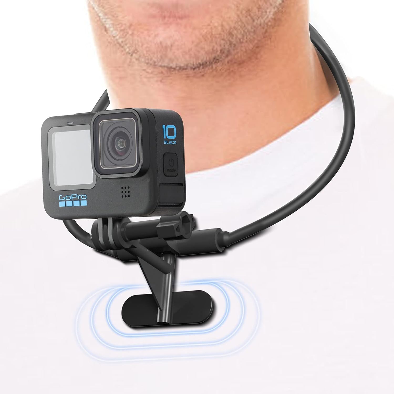 REYGEAK Magnetic Selfie Neck Phone Holder, POV/VLOG Magnetic Mobile Phone Necklace for Magsafe Neck Phone Holder for iPhone 15 14 13 Pro 12 Max Android (Grey