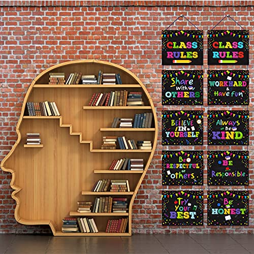 Classroom Rules Posters Classroom Bulletin Board Decorations Confetti Motivational Porch Sign Set Positive School Banner Rules Sign For Kindergarten Preschool Elementary Middle School,10 Pieces #TOP5