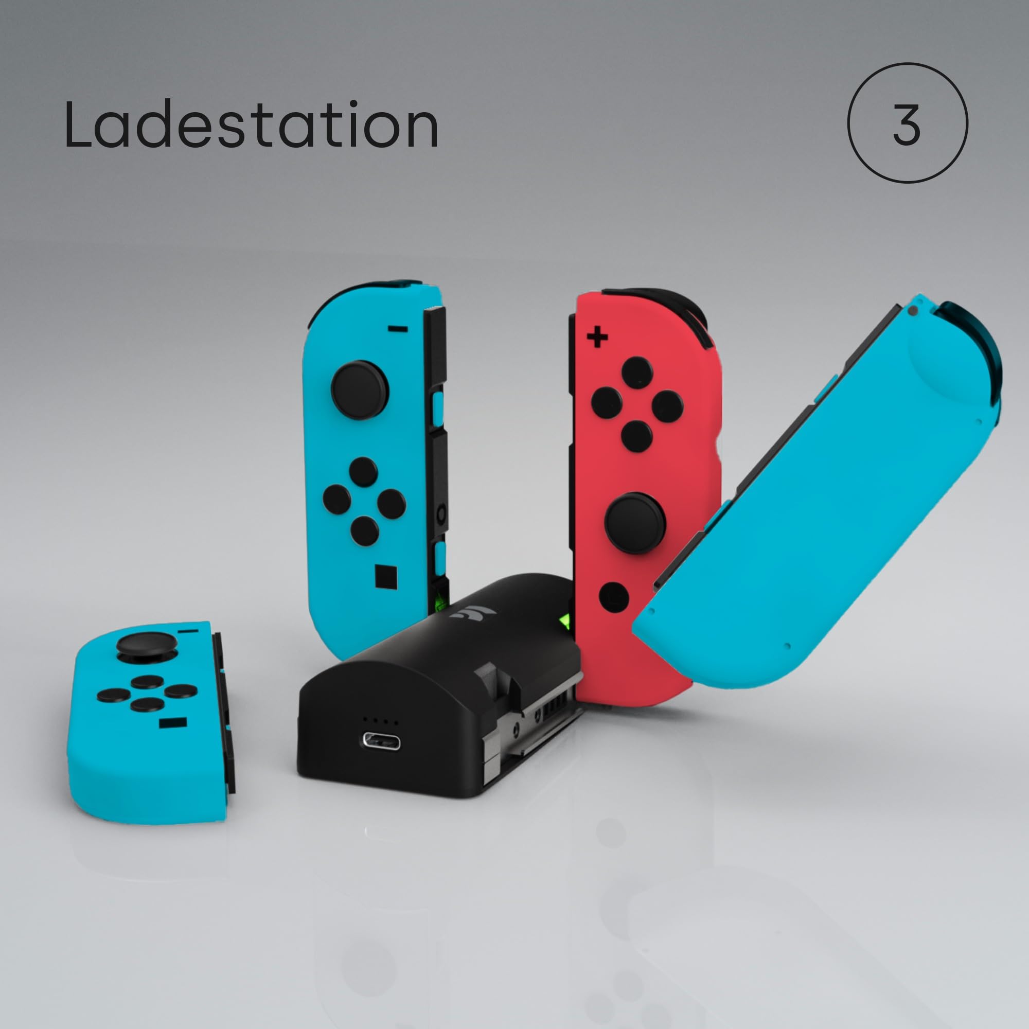 Remotto Enerjoy Go - Tragbares Ladegerät für Nintendo Switch & OLED, Powerbank 5.000 mAh, Akku 3-in-1: Kabelloses Laden, Controller-Modus und Ladestation Joy-Cons, Switch-Zubehör
