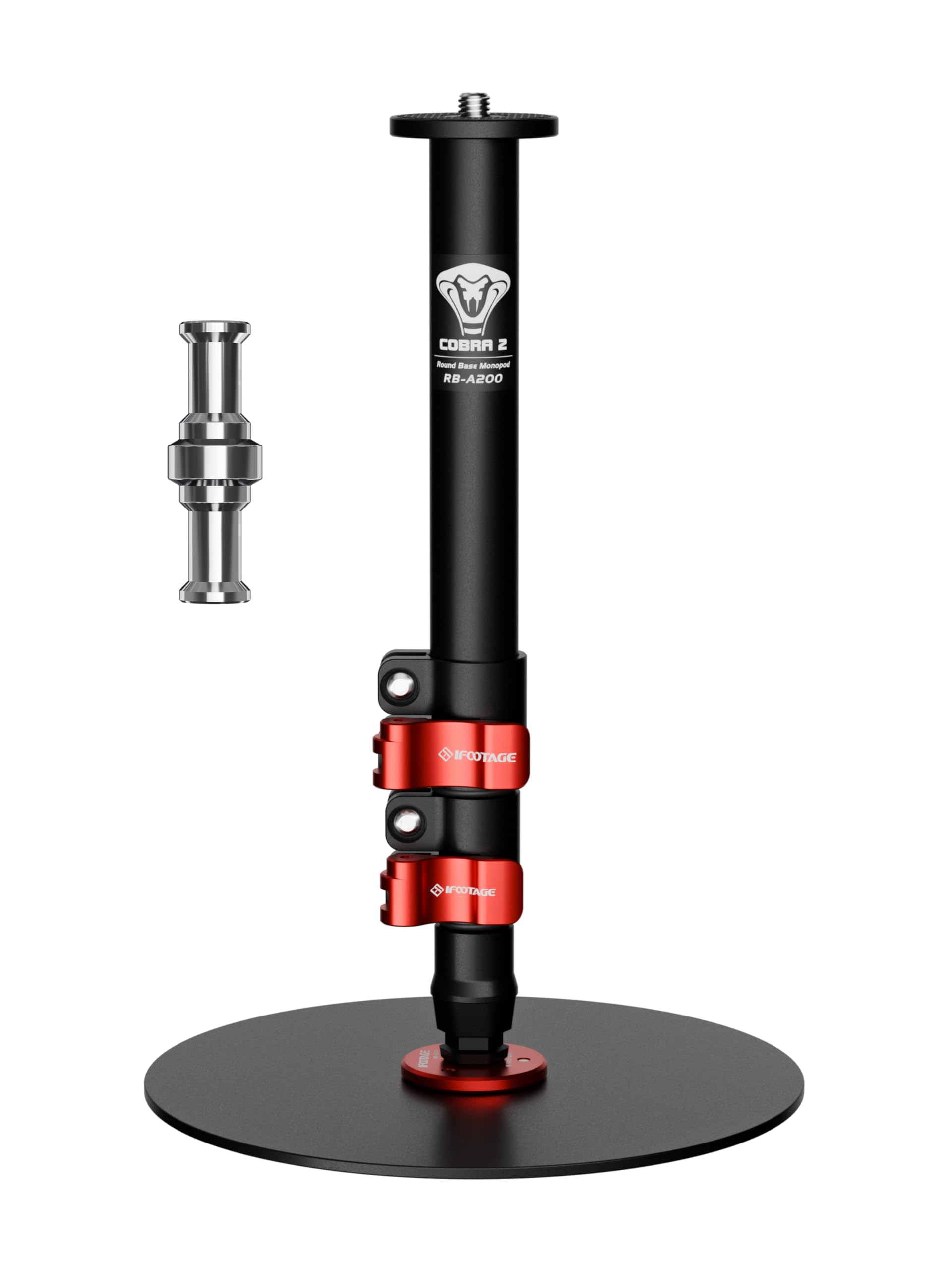 IFOOTAGE Cobra RB-A200 Monopod de Base Redonda, Monopié de Aluminio para Cámara Profesional con Hebilla de Altura de Ajuste Rápido, Adecuado para Disparar Vlog de Escritorio