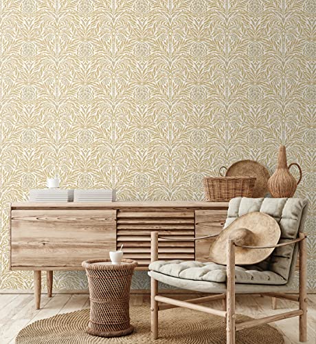 Image of Tommy Bahama - Peel and Stick Designer Wallpaper, Premium Batik Wallpaper for Bedroom, Powder Room, Kitchen, Self Adhesive, Vinyl, 30.75 Sq Ft Coverage (Bondi Batik Collection, Harvest)