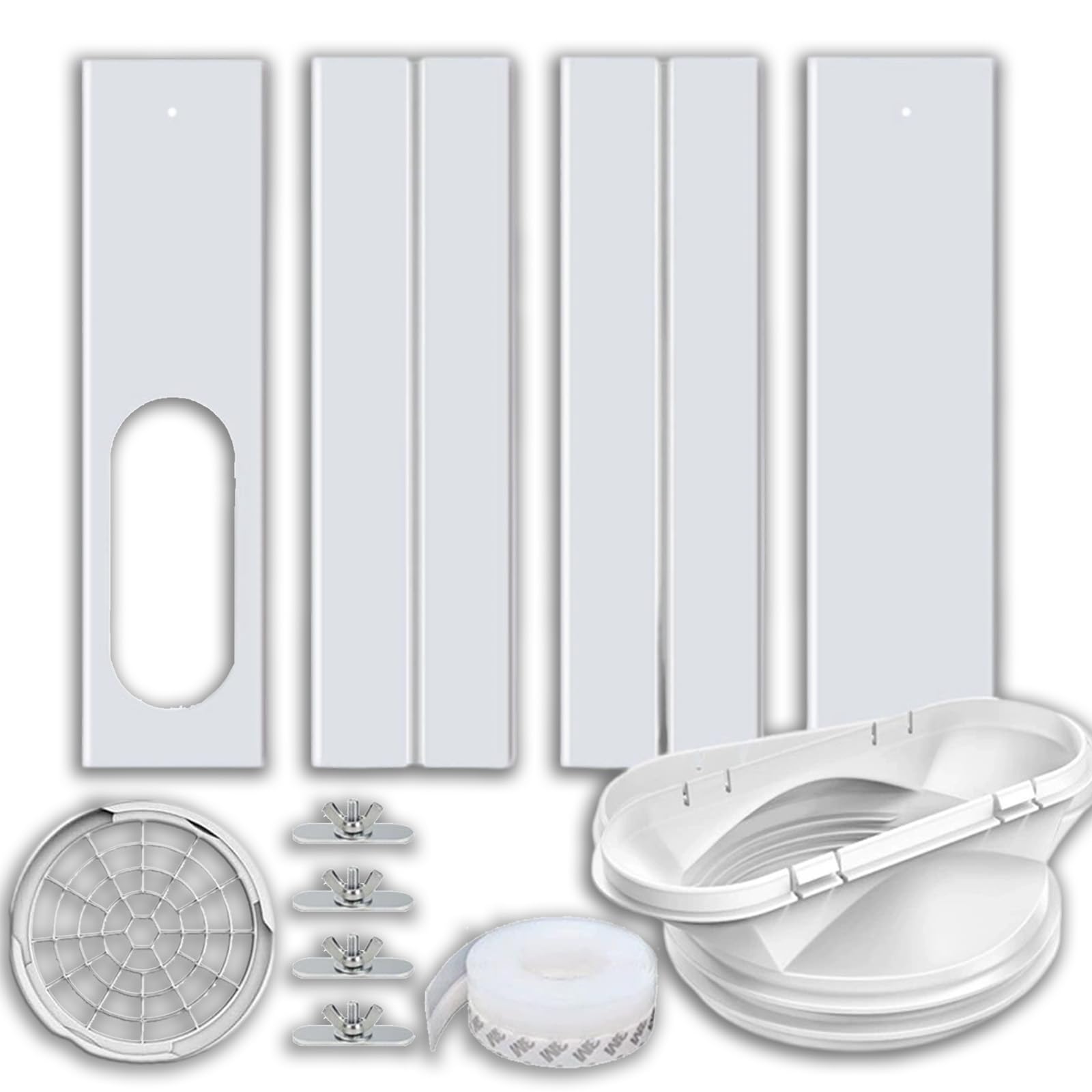 Abluftschlauch Fensterdurchführung für mobile Klimaanlage, Rolladen Fensterblende mit verstellbarer Dichtungsplatte, Fensterabdichtung Klimaanlage (4PCS)