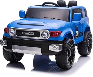 سيارة تويوتا اف جيه كهربائية للأطفال من لينو بجهاز تحكم عن بعد بعمر 2-7 سنوات لون أزرق
