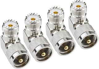 UHF Male PL-259 to UHF Female SO-239 L Shape Right Angle 90 Degree RF Coax Coaxial Adapter Connector（Pack of 4） Eifagur