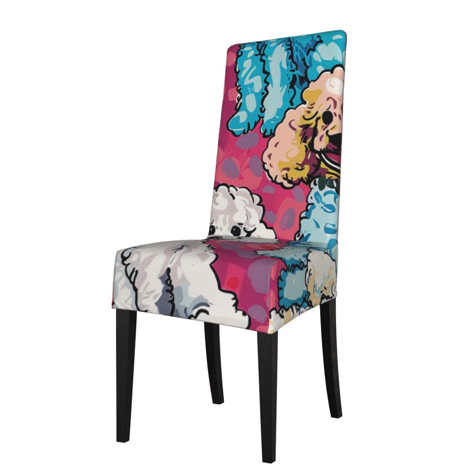 WPKJU Poodles Dogs Print Dining Chair Covers Removable Chair Seat Covers Decorative for Kitchen & Bar Stools