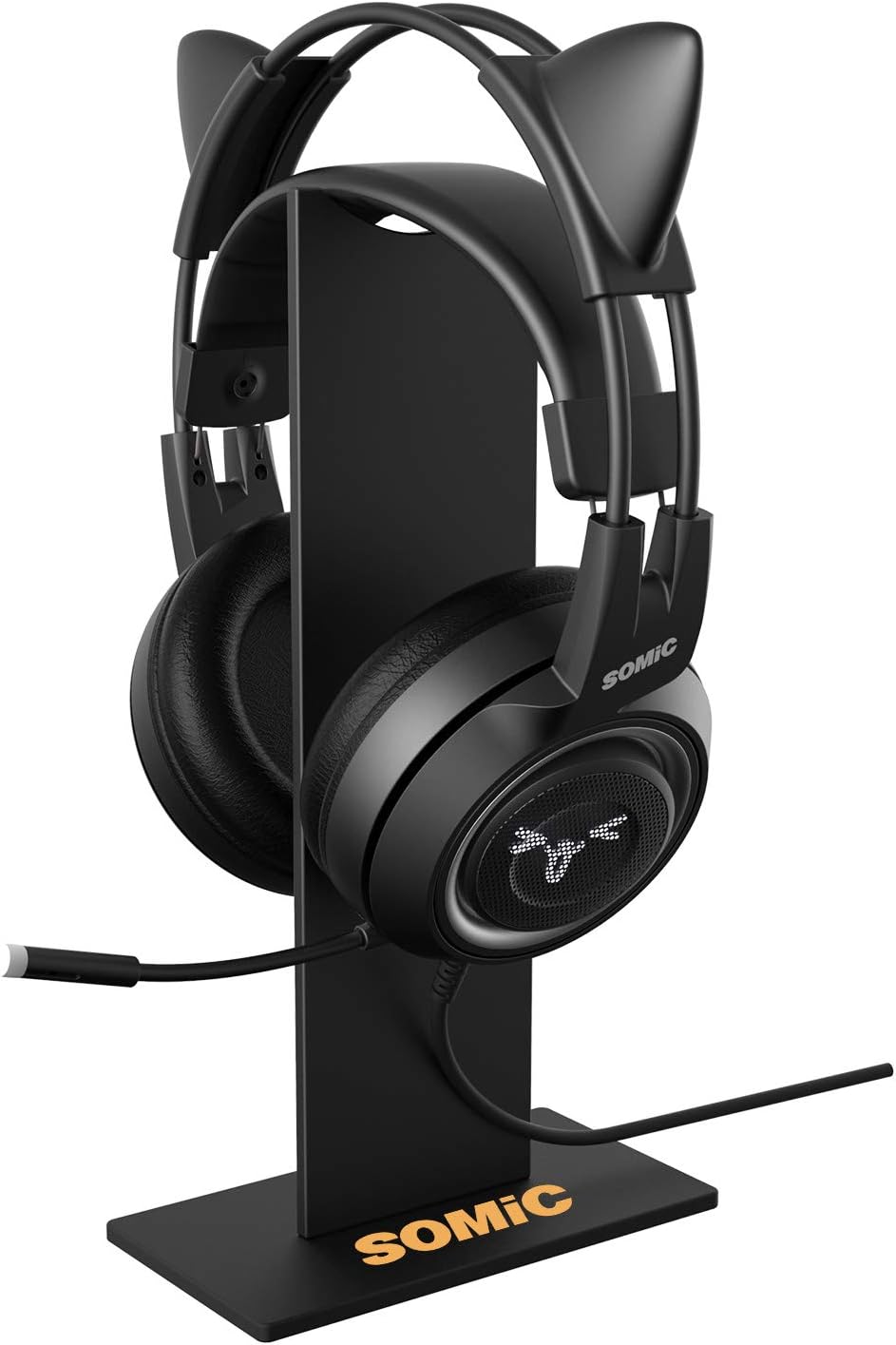 SOMiC Black Headphone Stand, Universal Headset Stand Headphone Holder Display Hanger Plastic Gaming Headset Holder Earphone Display Earbuds Mount For All Headphones